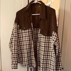 Brown and Cream Plaid Women's Jacket